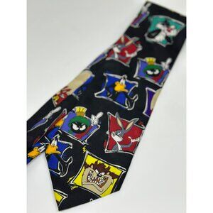 VTG 1994 Looney Tunes Mania Polyester Neck Tie Taz, Bugs Bunny, Sylvester Men's
